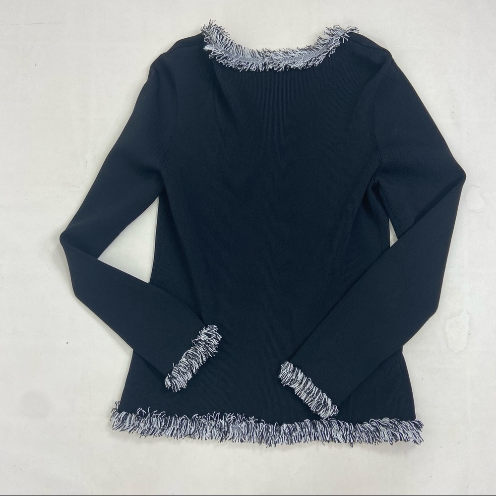 Cachet black knit fringe zip jacket cardigan. M - Picture 5 of 11